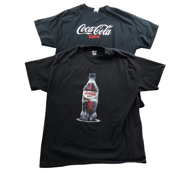 2 Coca-Cola Zero Men's T-Shirt XL Lot Of Two Black Short Sleeve - Picture 1 of 13